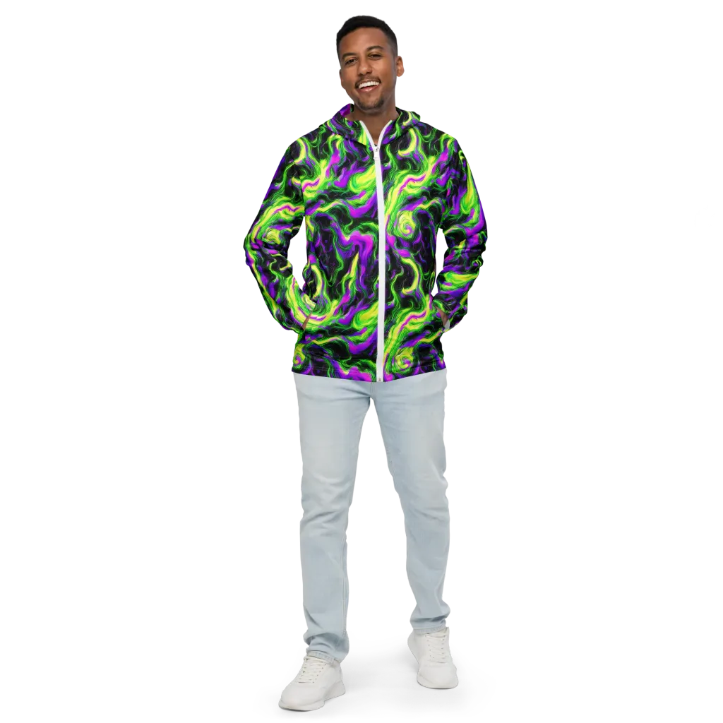 Neon Marble on Men's Windbreaker — Front