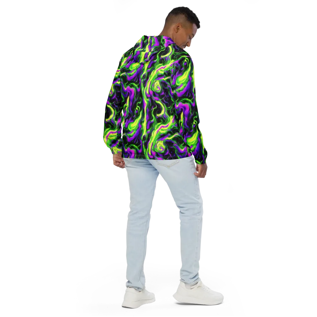 Neon Marble on Men's Windbreaker — Back