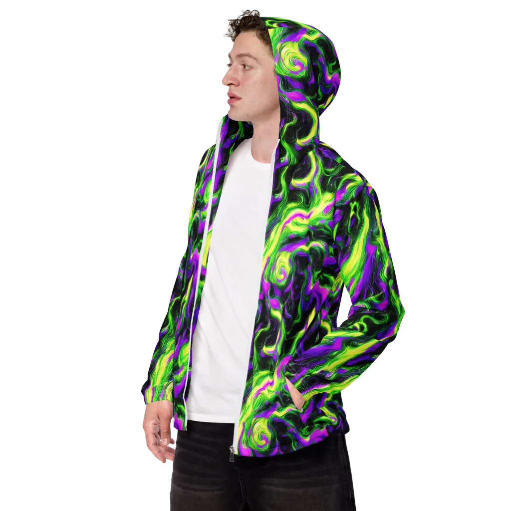 Neon Marble on Men's Windbreaker — Left Front