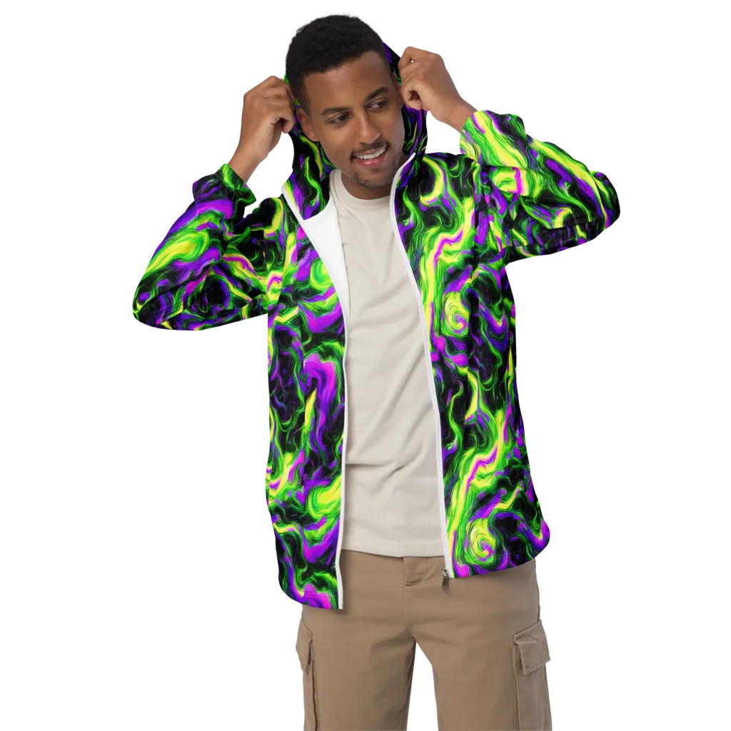 Neon Marble on Men's Windbreaker — Front
