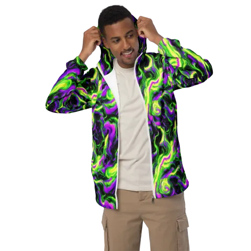 Neon Marble on a Men's Windbreaker