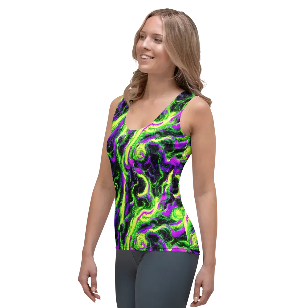 Neon Marble on Women's Tank Top — Left Front