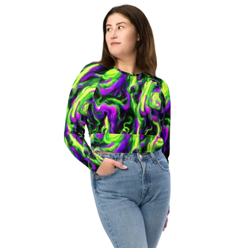 Neon Marble on a Long Sleeve Crop Top