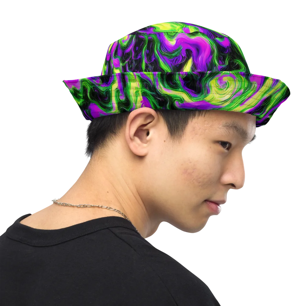 Neon Marble on Reversible Bucket Hat — Right Outside