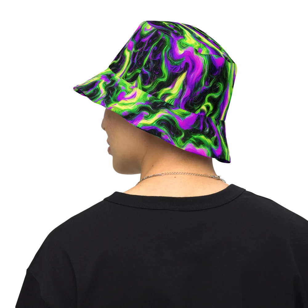 Neon Marble on Reversible Bucket Hat — Back Inside