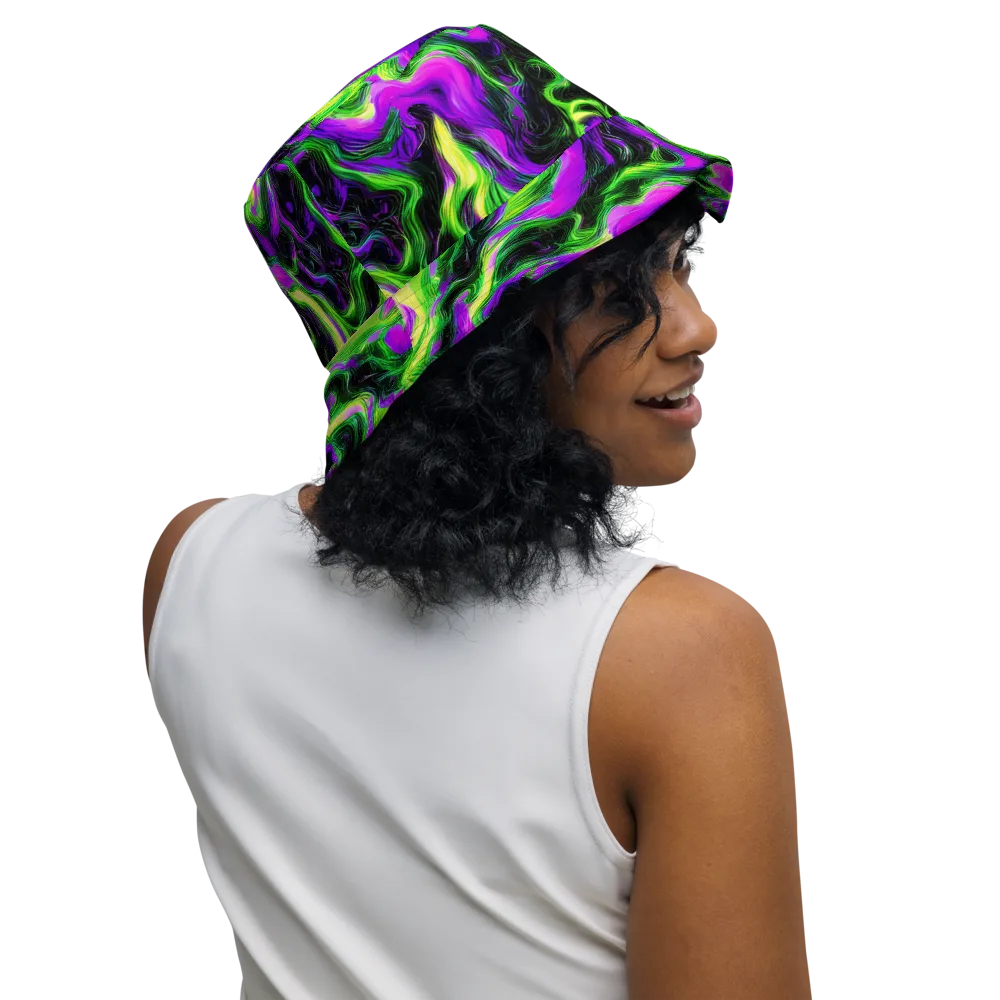 Neon Marble on Reversible Bucket Hat — Right Outside