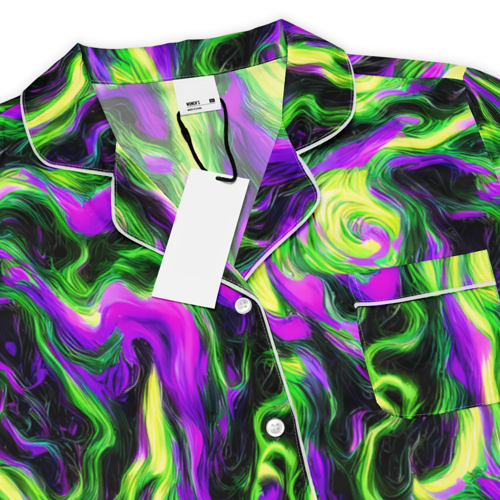 Neon Marble on Women's Short Sleeve Pajama Top — Product details