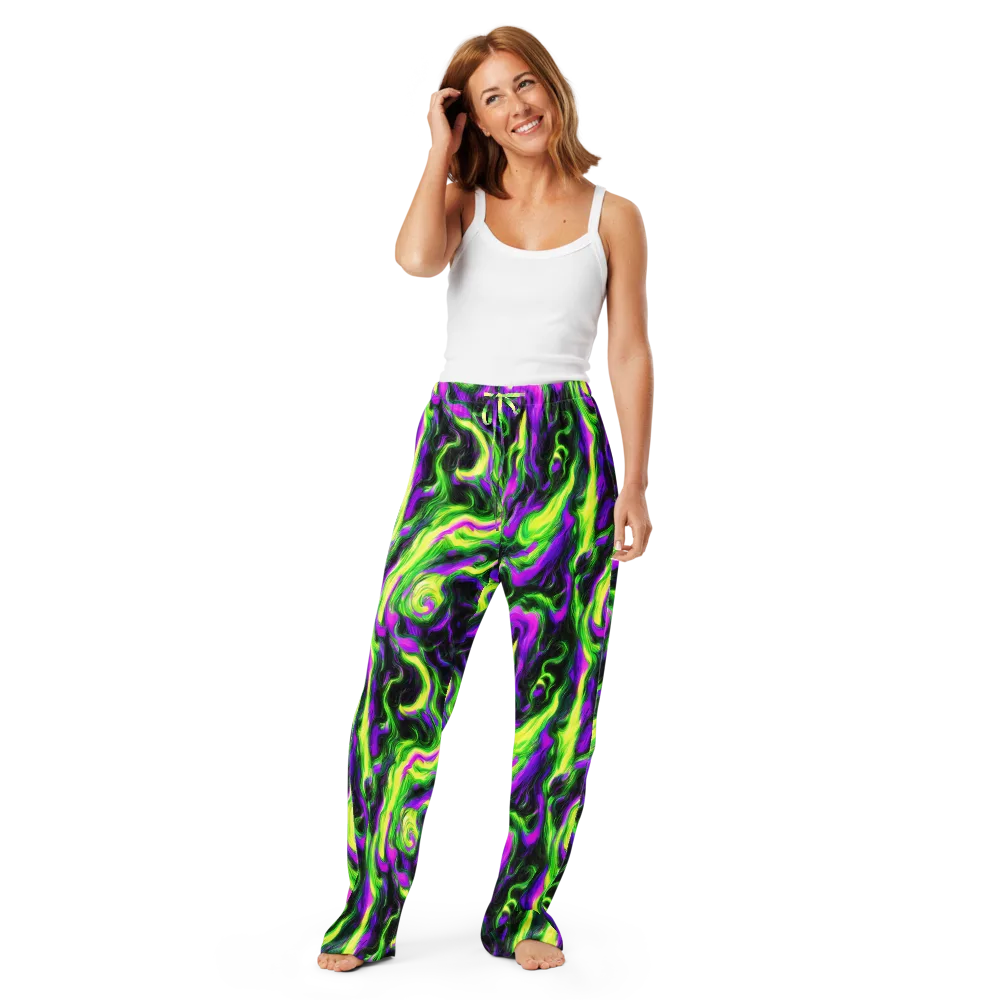 Neon Marble on Women's Pajama Pants — Front