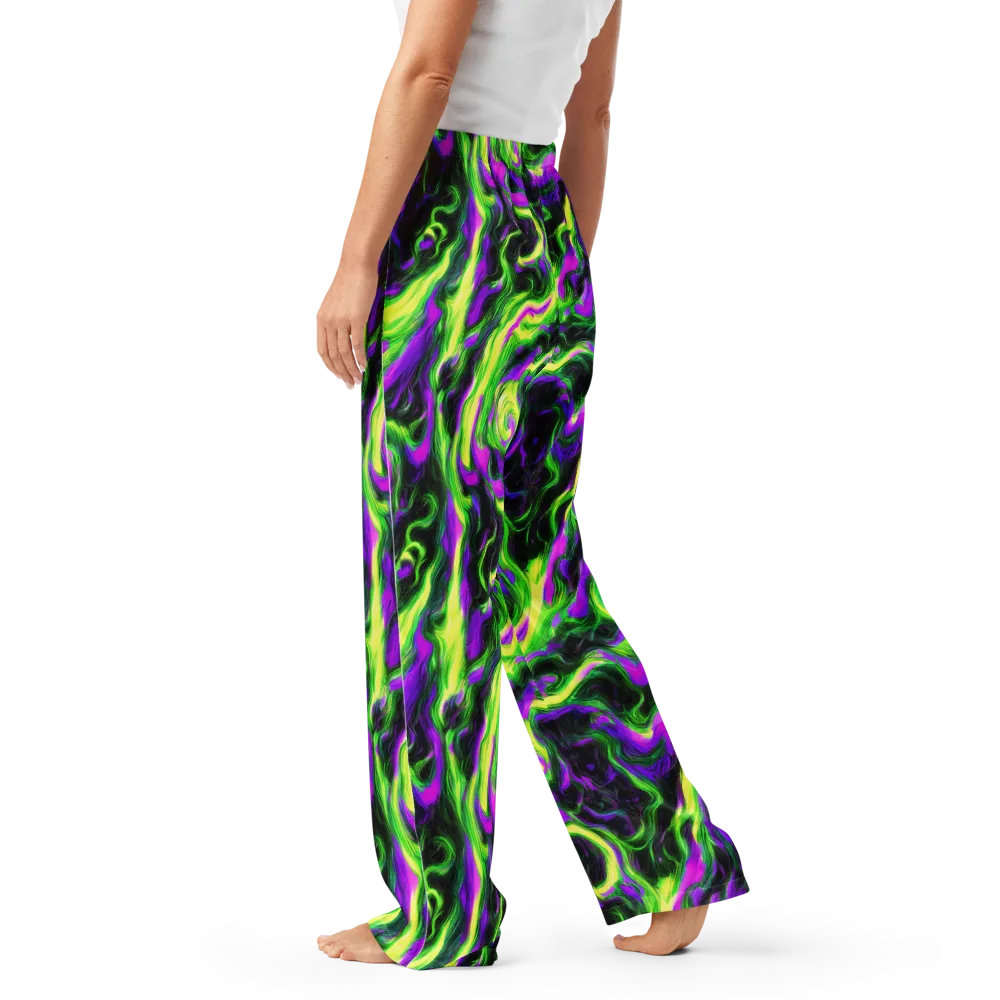 Neon Marble on Women's Pajama Pants — Left