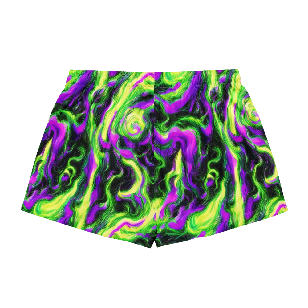 Neon Marble on Women's Pajama Shorts — Back