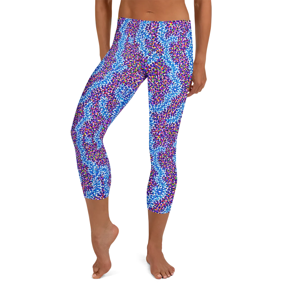 Prismatic Current on Capri Leggings — Front