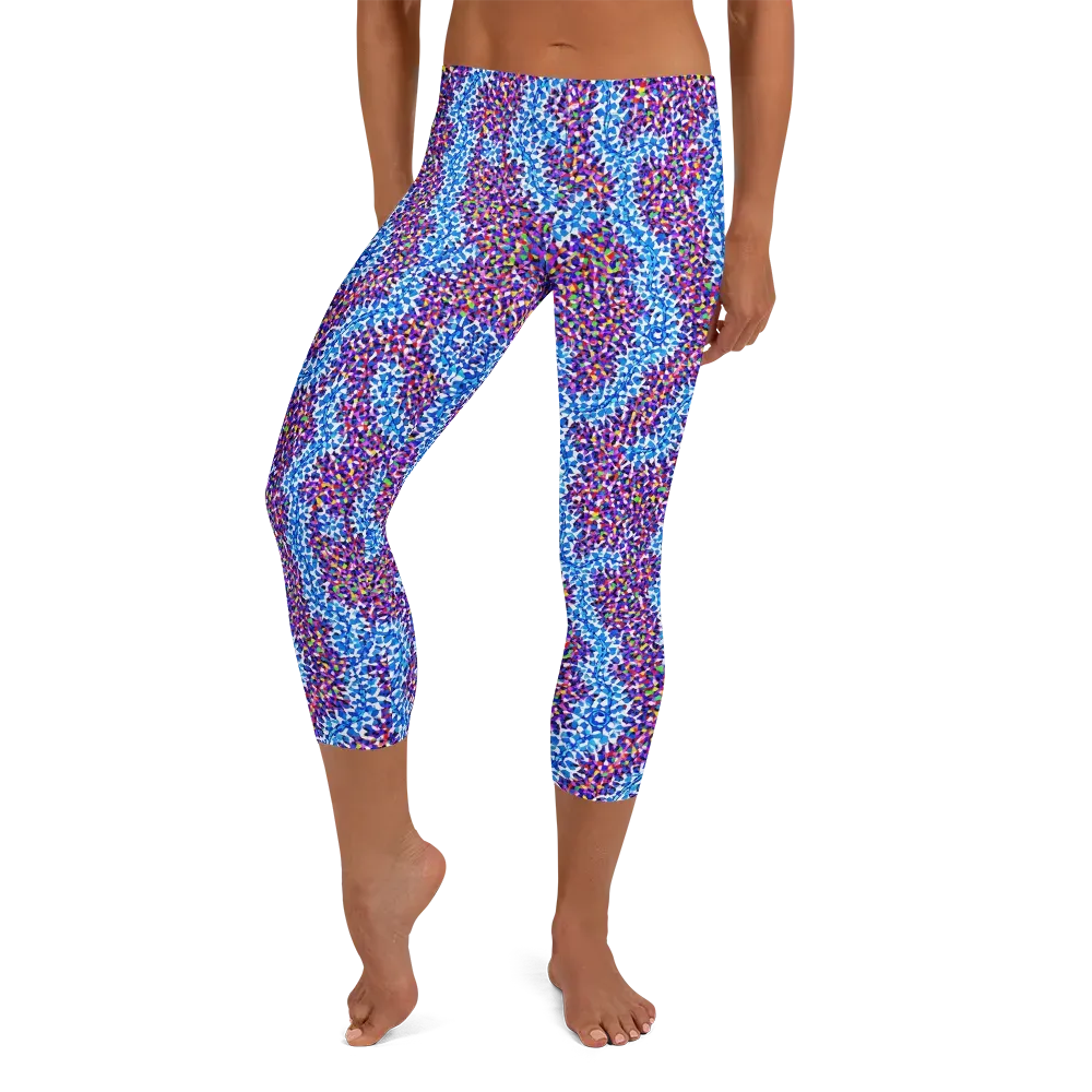 Prismatic Current on Capri Leggings — Front