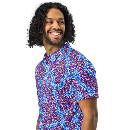 Prismatic Current on a Men's Slim Fit Polo Shirt