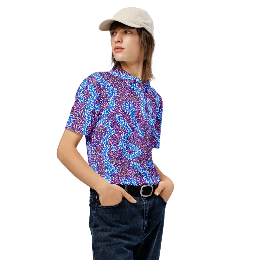 Prismatic Current on Men's Slim Fit Polo Shirt — Right Front