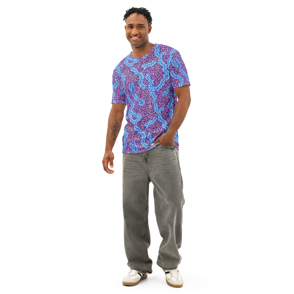 Prismatic Current on Men's Cotton Crew Neck T-Shirt — Front