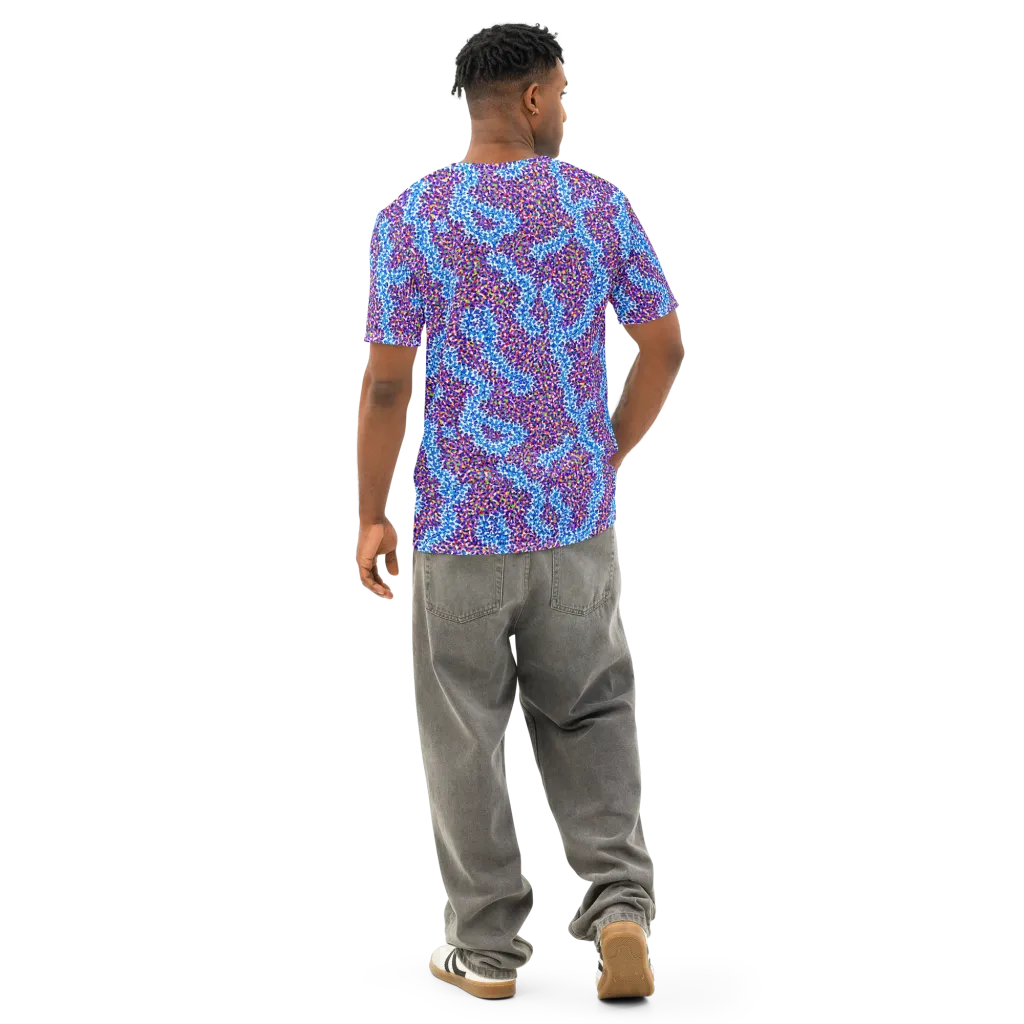 Prismatic Current on Men's Cotton Crew Neck T-Shirt — Back