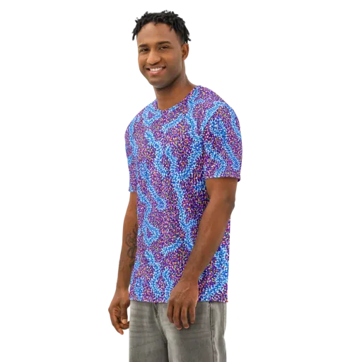 Prismatic Current on a Men's Cotton Crew Neck T-Shirt