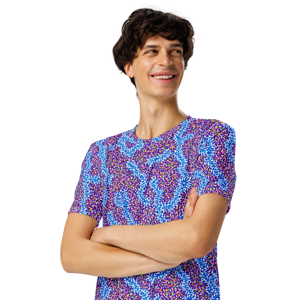 Prismatic Current on Men's Crew Neck T-Shirt — Left Front