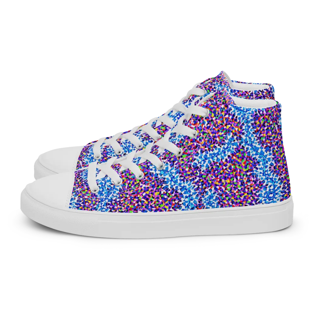 Prismatic Current on Men's High Top Canvas Shoes — Left