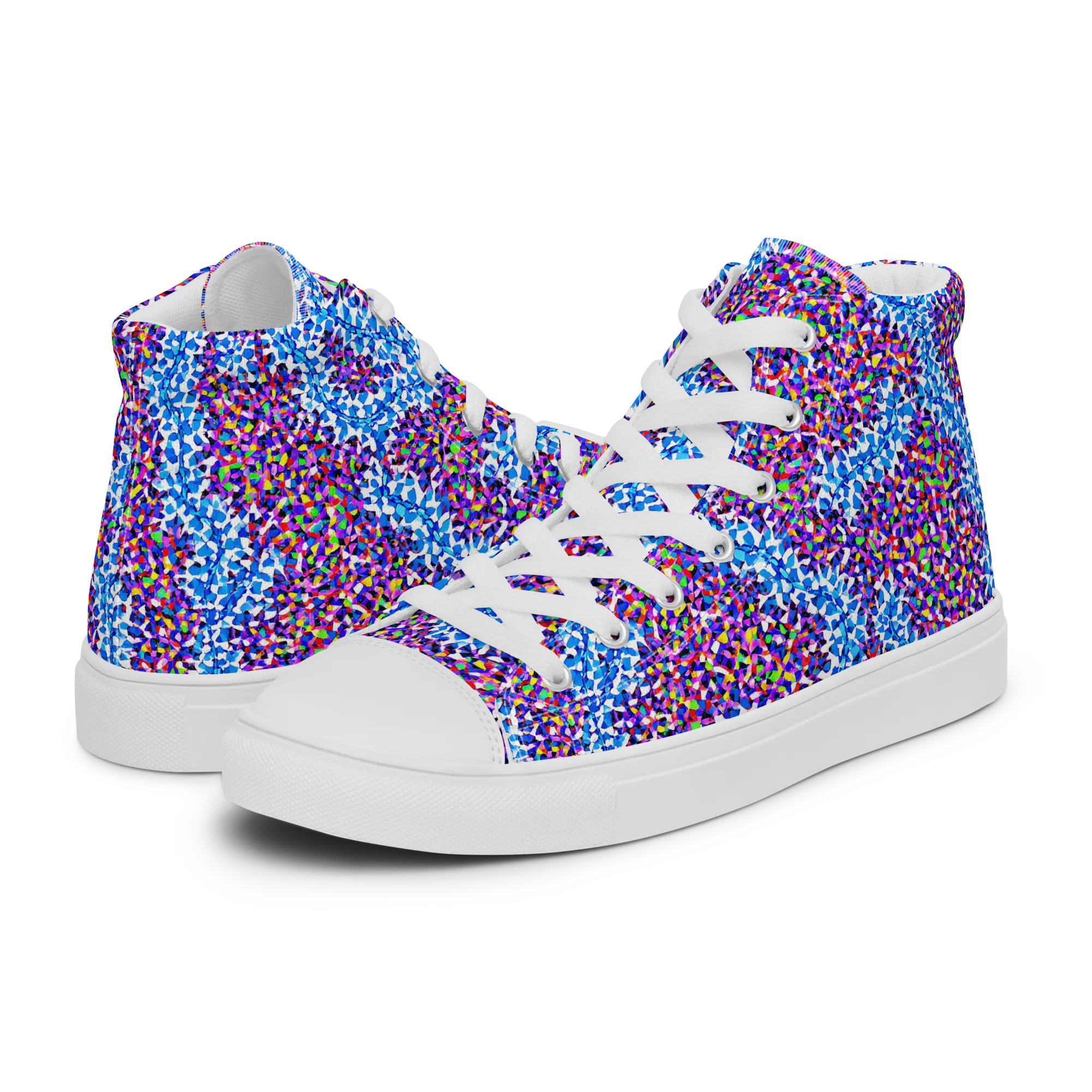 Prismatic Current on Men's High Top Canvas Shoes — Left