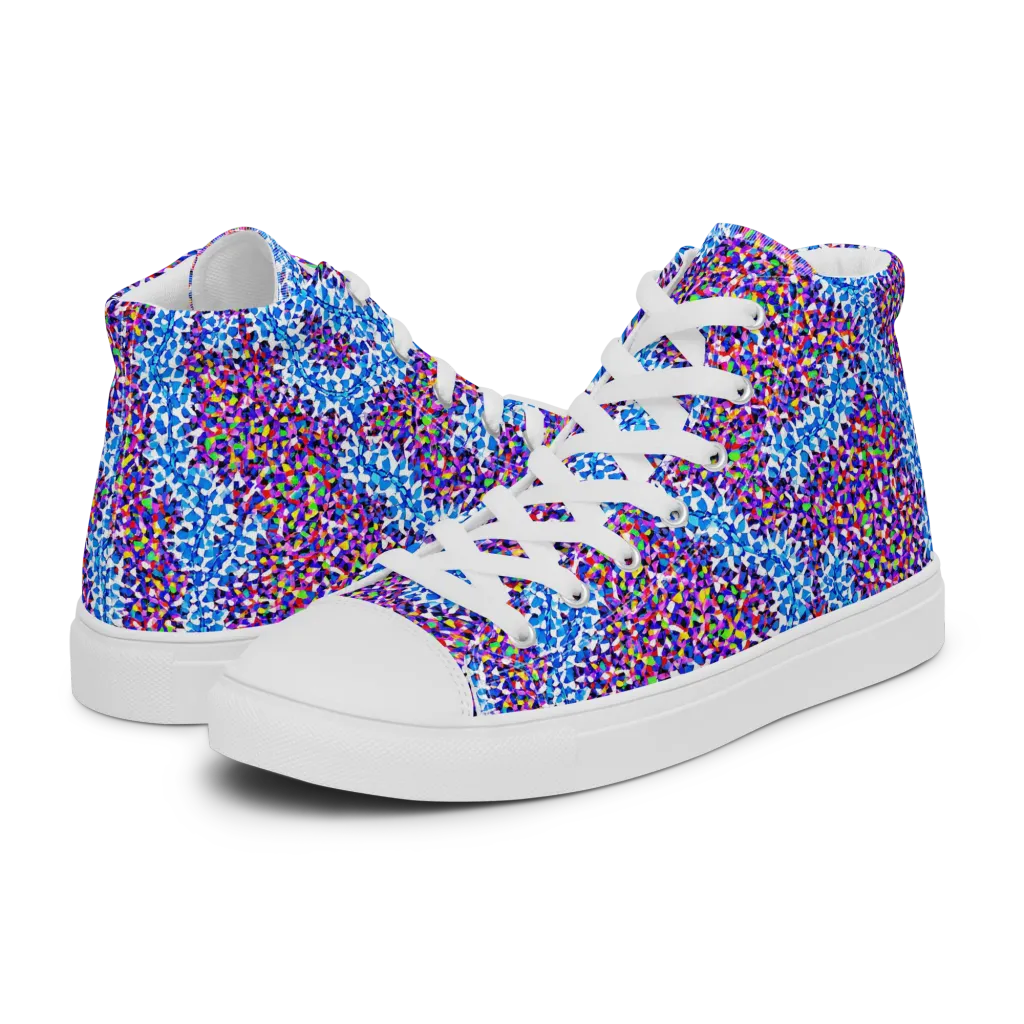 Prismatic Current on Men's High Top Canvas Shoes — Left
