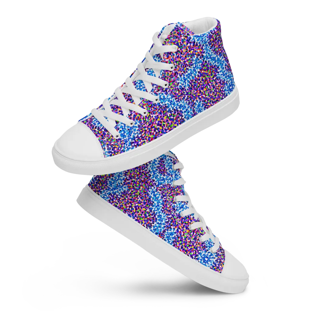 Prismatic Current on Men's High Top Canvas Shoes — Front