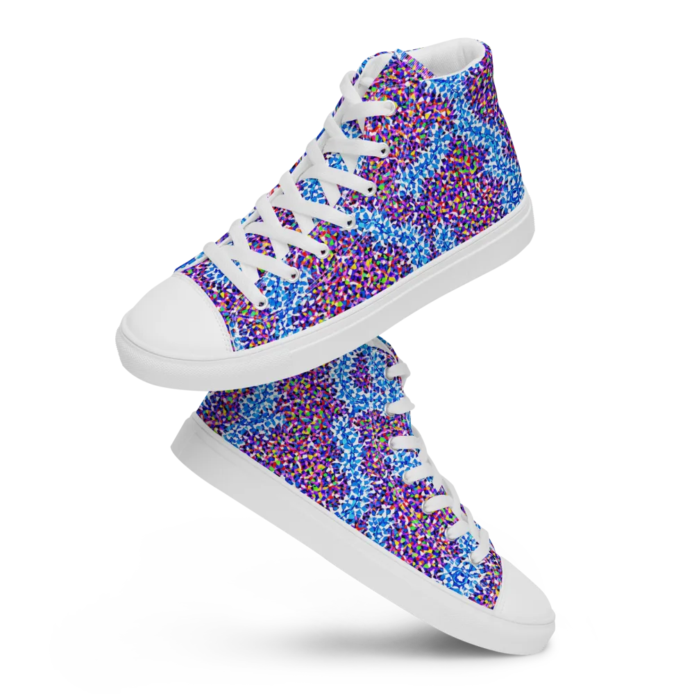 Prismatic Current on Women's High Top Canvas Shoes — Front
