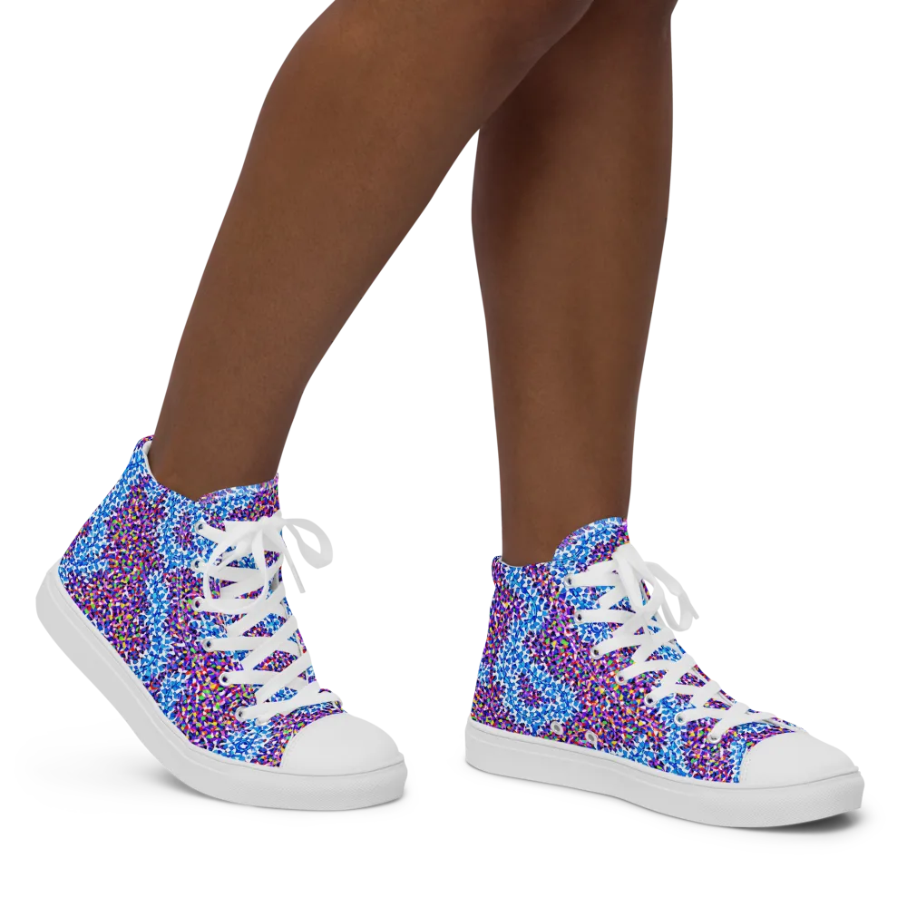 Prismatic Current on Women's High Top Canvas Shoes — Right