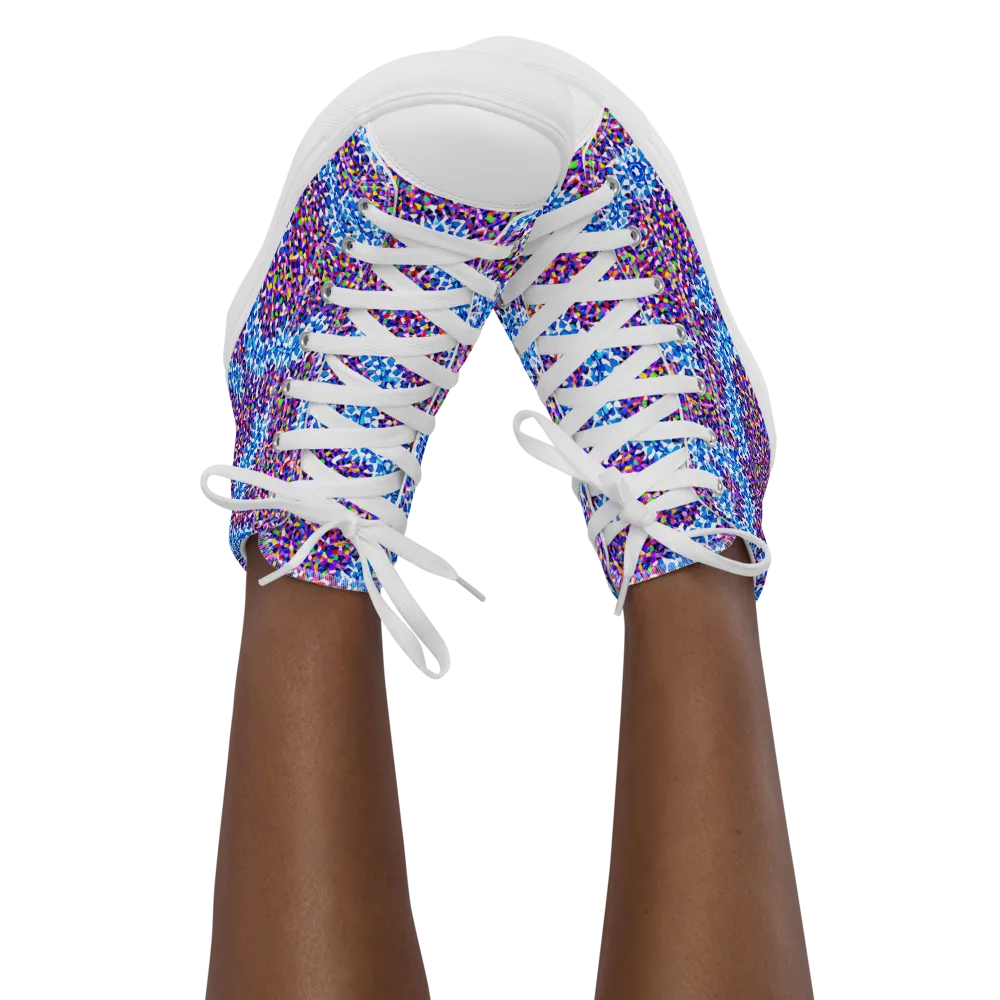 Prismatic Current on Women's High Top Canvas Shoes — Front