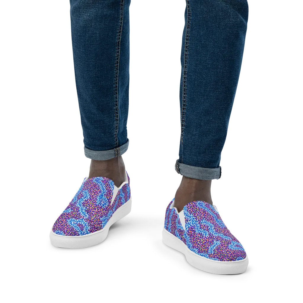 Prismatic Current on Men's Slip-On Canvas Shoes — Front