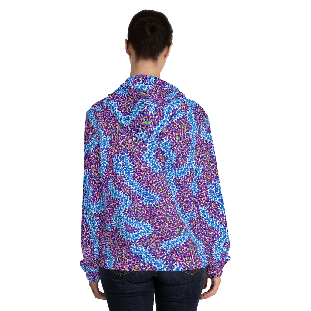 Prismatic Current on Women's Full-Zip Hoodie — Back On Person