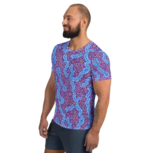 Prismatic Current on a Men's Athletic T-Shirt