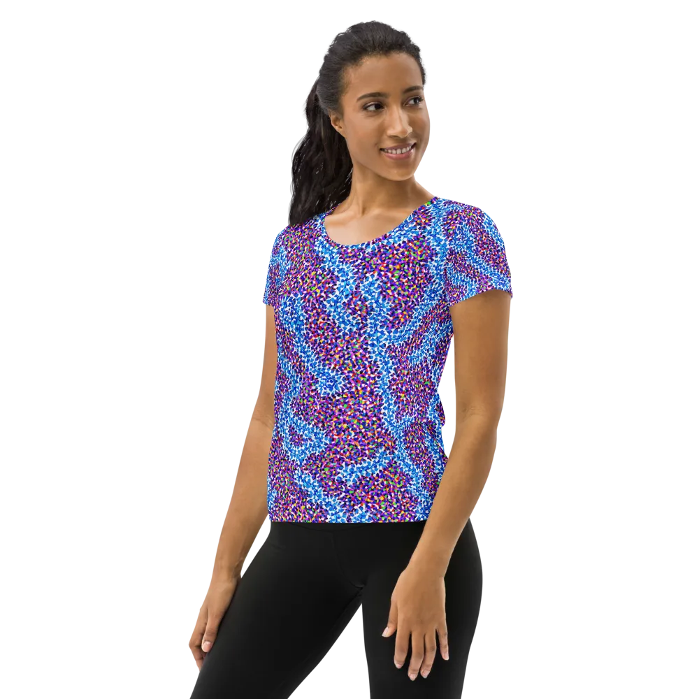 Prismatic Current on Women's Athletic T-Shirt — Left