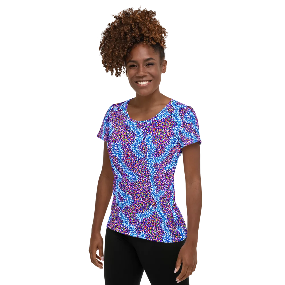 Prismatic Current on Women's Athletic T-Shirt — Left