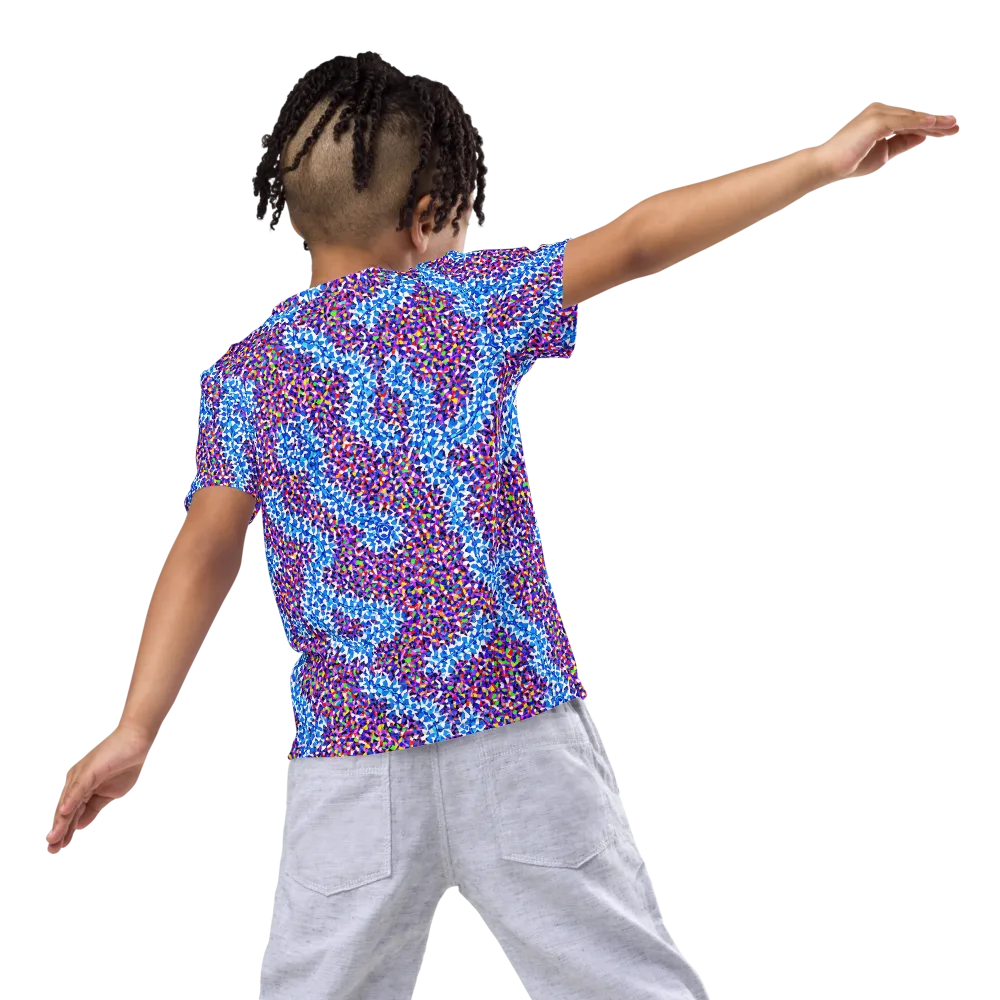 Prismatic Current on Kids Crew Neck T-Shirt — Back