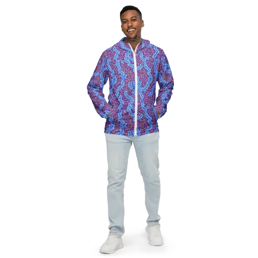 Prismatic Current on a Men's Windbreaker