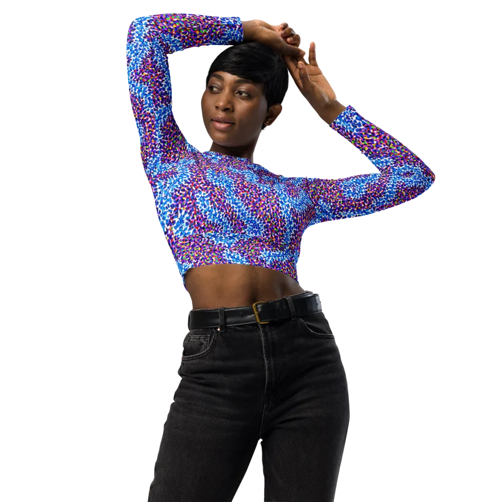 Prismatic Current on Long Sleeve Crop Top — Front