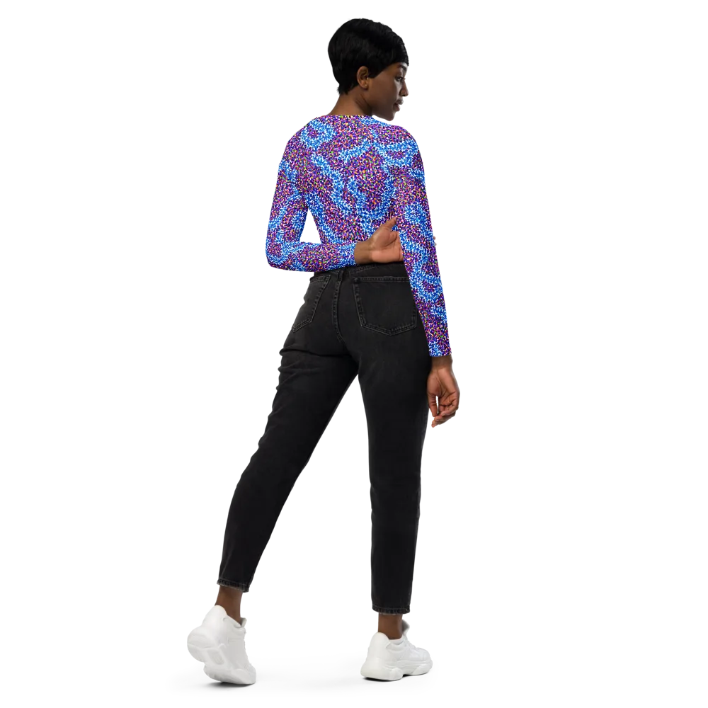 Prismatic Current on Long Sleeve Crop Top — Right Back