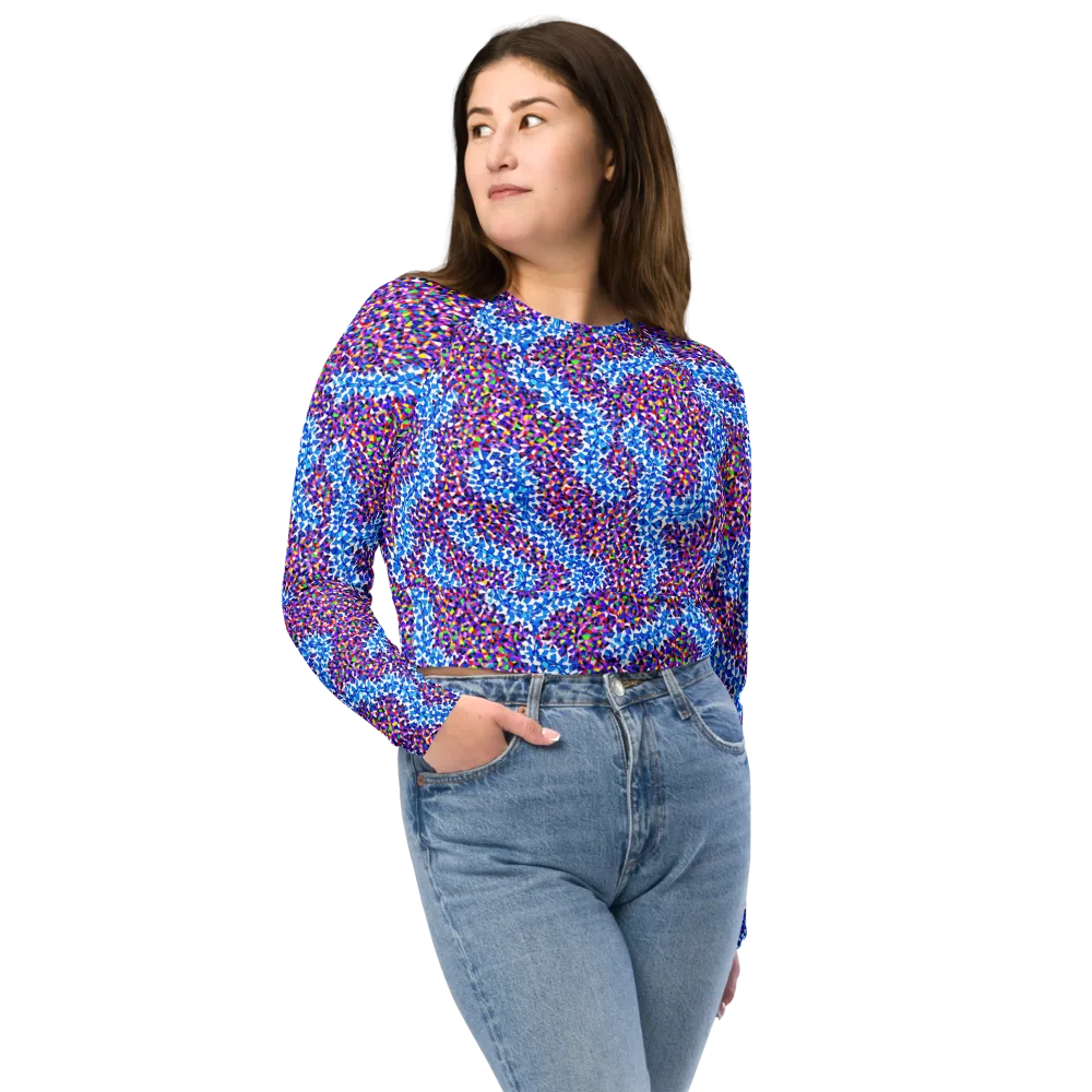 Prismatic Current on Long Sleeve Crop Top — Front