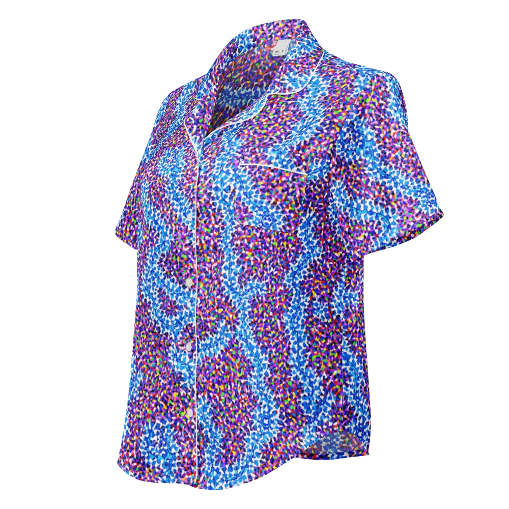 Prismatic Current on Women's Short Sleeve Pajama Top — Left Front