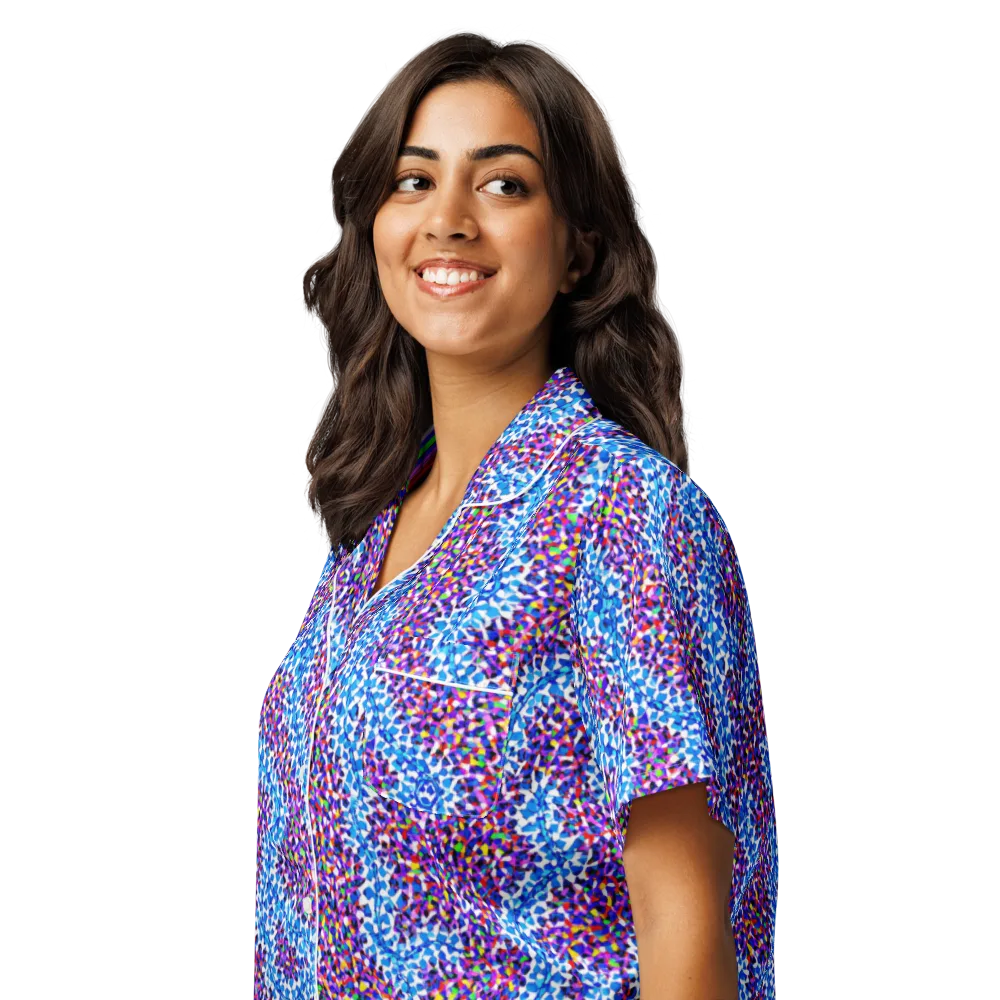 Prismatic Current on Women's Short Sleeve Pajama Top — Left Front