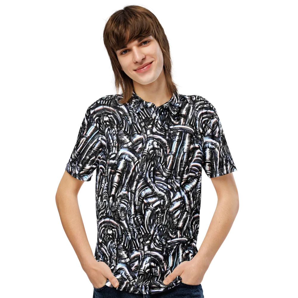 Black Ice Bloom on Men's Slim Fit Polo Shirt — Front