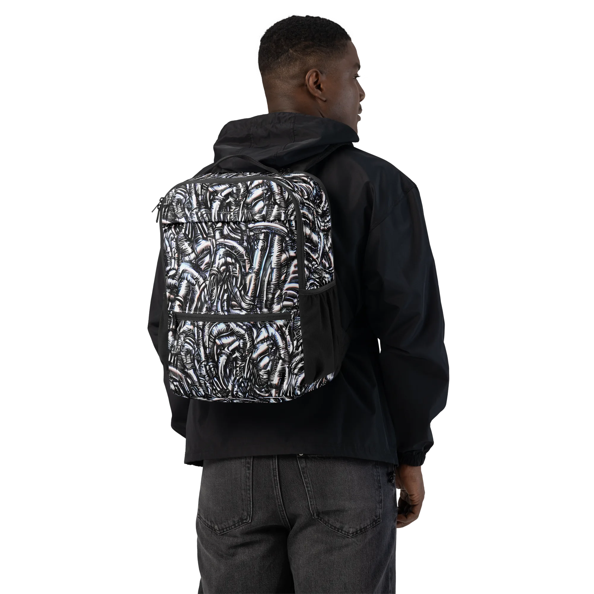Black Ice Bloom on Utility Backpack — Back