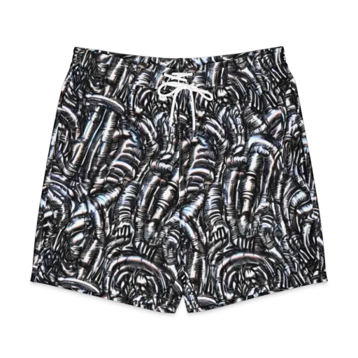 Black Ice Bloom on a Men's Board Shorts