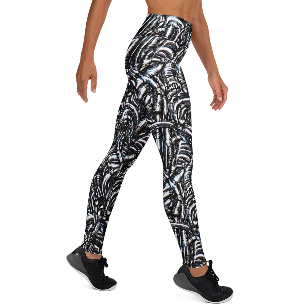 Black Ice Bloom on Yoga Leggings — Right