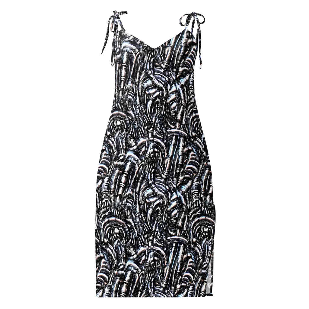 Black Ice Bloom on Slip Dress — Front