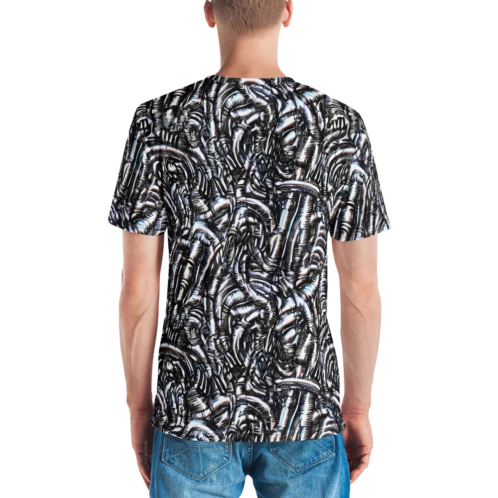 Black Ice Bloom on Men's Crew Neck T-Shirt — Back