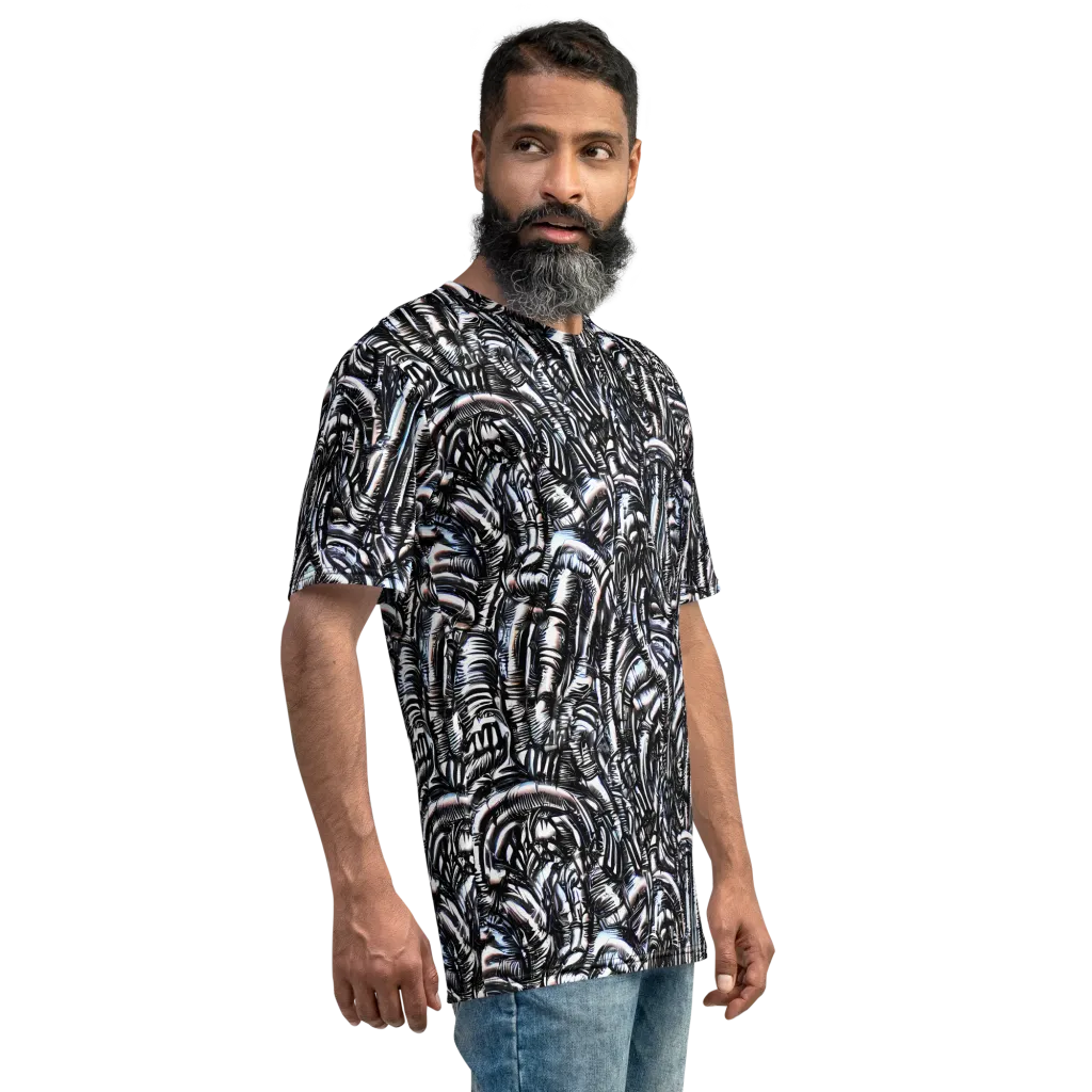 Black Ice Bloom on Men's Crew Neck T-Shirt — Right