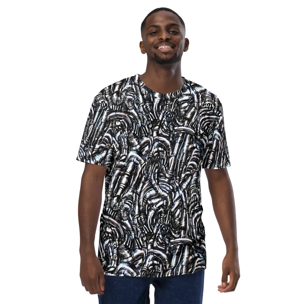 Black Ice Bloom on Men's Crew Neck T-Shirt — Front