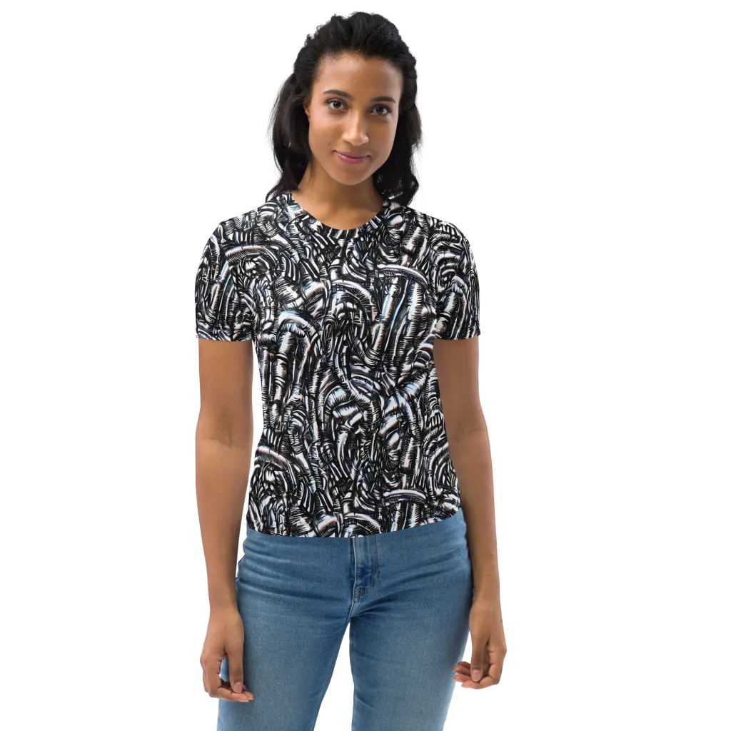 Black Ice Bloom on Women's Crew Neck T-Shirt — Front